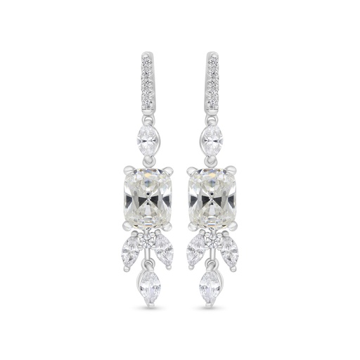 [EAR01CIT00WCZC220] Sterling Silver 925 Earring Rhodium Plated Embedded With Yellow Zircon And White Zircon