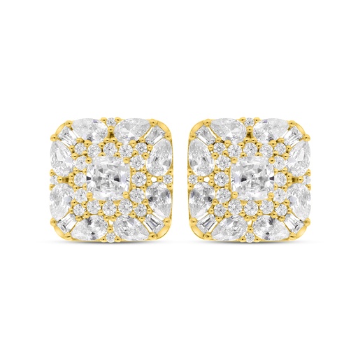 [EAR02WCZ00000C226] Sterling Silver 925 Earring Gold Plated Embedded With White Zircon