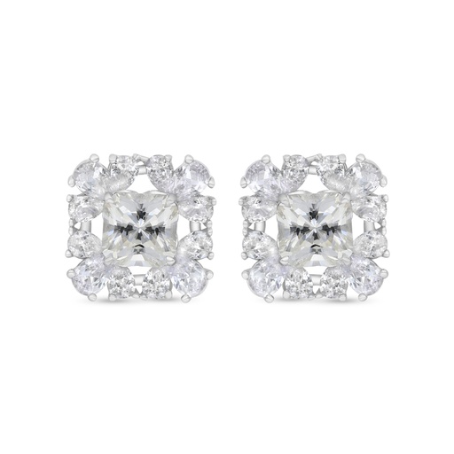 [EAR01CIT00WCZC227] Sterling Silver 925 Earring Rhodium Plated Embedded With Yellow Zircon And White Zircon