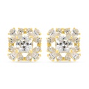 Sterling Silver 925 Earring Gold Plated Embedded With Yellow Zircon And White Zircon