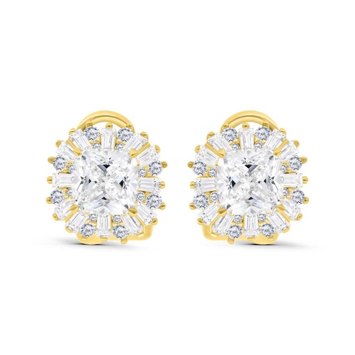 [EAR02CIT00WCZC230] Sterling Silver 925 Earring Gold Plated Embedded With Yellow Zircon And White Zircon