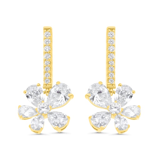 [EAR02WCZ00000C236] Sterling Silver 925 Earring Gold Plated Embedded With White Zircon