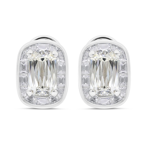 [EAR01CIT00WCZC241] Sterling Silver 925 Earring Rhodium Plated Embedded With Yellow Zircon And White Zircon
