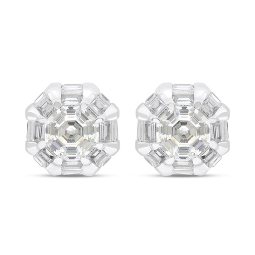 [EAR01CIT00WCZC244] Sterling Silver 925 Earring Rhodium Plated Embedded With Yellow Zircon And White Zircon