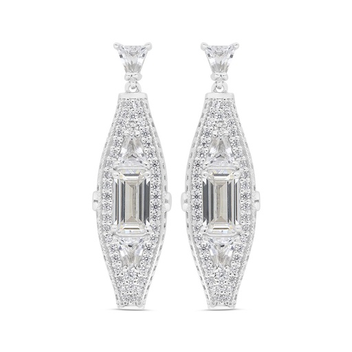 [EAR01CIT00WCZC246] Sterling Silver 925 Earring Rhodium Plated Embedded With Yellow Zircon And White Zircon