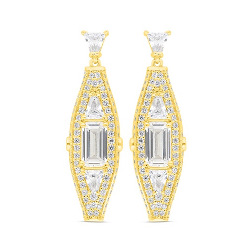 [EAR02CIT00WCZC246] Sterling Silver 925 Earring Gold Plated Embedded With Yellow Zircon And White Zircon