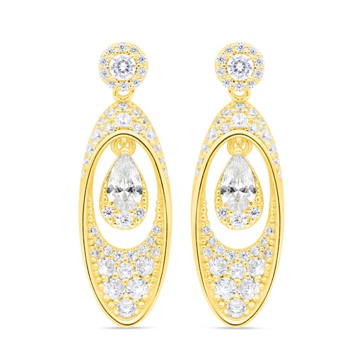 [EAR02CIT00WCZC252] Sterling Silver 925 Earring Gold Plated Embedded With Yellow Zircon And White Zircon