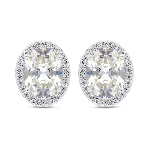 [EAR01CIT00WCZC254] Sterling Silver 925 Earring Rhodium Plated Embedded With Yellow Zircon And White Zircon