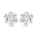 Sterling Silver 925 Earring Rhodium Plated Embedded With Yellow Zircon 