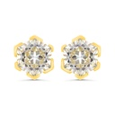 Sterling Silver 925 Earring Gold Plated Embedded With Yellow Zircon 