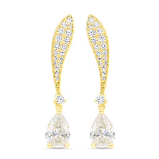 [EAR02CIT00WCZC265] Sterling Silver 925 Earring Rhodium Plated Embedded With Yellow Zircon And White Zircon