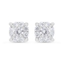 Sterling Silver 925 Earring Rhodium Plated Embedded With White CZ