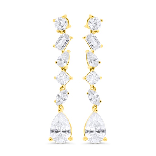[EAR02WCZ00000C283] Sterling Silver 925 Earring Gold Plated Embedded With White Zircon