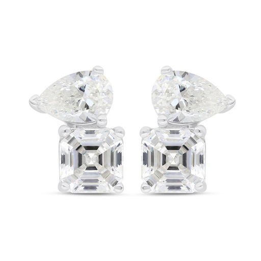 [EAR01CIT00WCZC285] Sterling Silver 925 Earring Rhodium Plated Embedded With Yellow Zircon And White Zircon