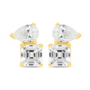 Sterling Silver 925 Earring Gold Plated Embedded With Yellow Zircon And White Zircon