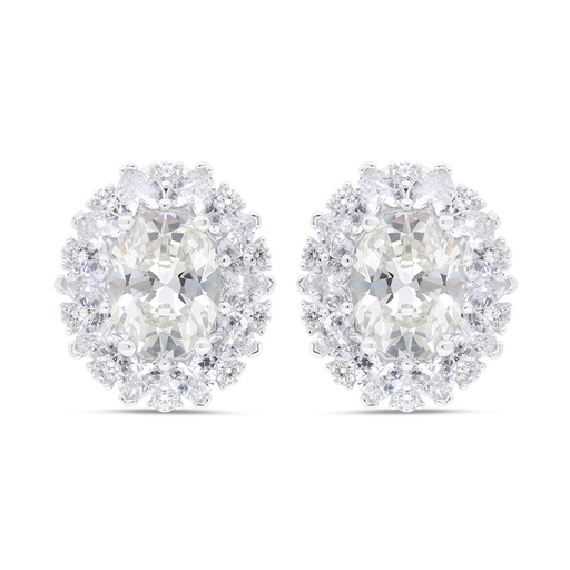 [EAR01CIT00WCZC289] Sterling Silver 925 Earring Rhodium Plated Embedded With Yellow Zircon And White Zircon