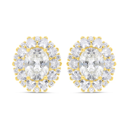 [EAR02CIT00WCZC289] Sterling Silver 925 Earring Gold Plated Embedded With Yellow Zircon And White Zircon