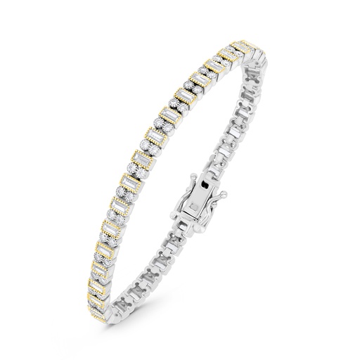 [BRC28WCZ00000B111] Sterling Silver 925 Bracelet Rhodium And Gold Plated And White CZ