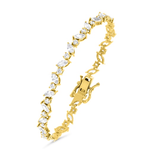 [BRC02WCZ00000B115] Sterling Silver 925 Bracelet Gold Plated Embedded With White CZ