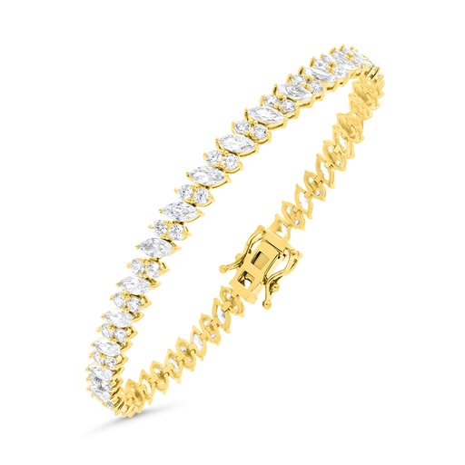 [BRC02WCZ00000B124] Sterling Silver 925 Bracelet Gold Plated Embedded With White CZ