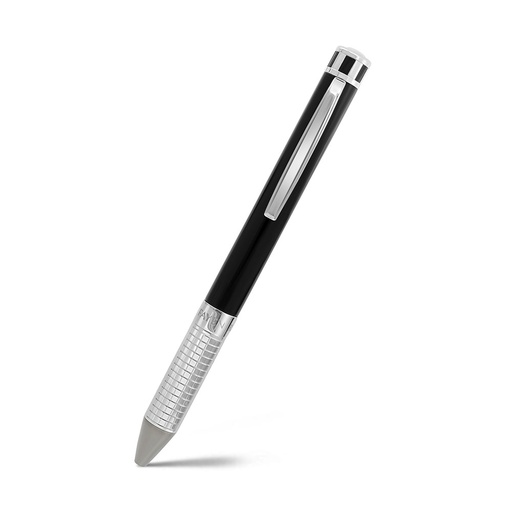 [PEN0900004000A116] Fayendra Pen Silver And Black Plated Special Design Embedded With Small Checkered Pattern