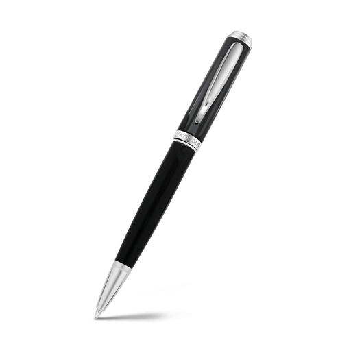 [PEN0900001000A118] Fayendra Pen Silver And Black Plated Embedded With Snail Engraving