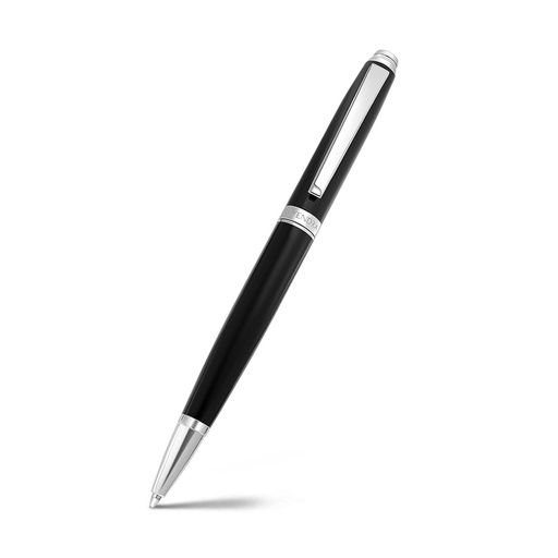 [PEN0900001000A119] Fayendra Pen Black And Silver Plated