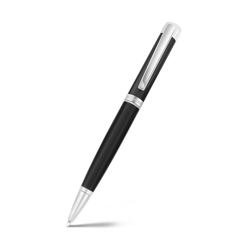 [PEN0900001000A123] Fayendra Pen Silver And Black Plated Embedded 