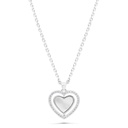 Sterling Silver 925 Necklace Rhodium Plated Embedded With White Shell  And White Zircon