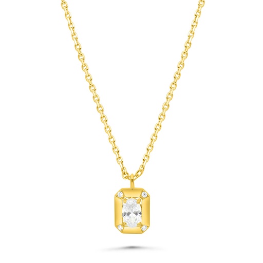 [NCL02WCZ00000B416] Sterling Silver 925 Necklace Gold Plated Embedded With White Zircon