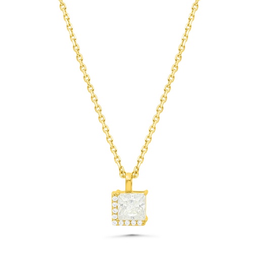 [NCL02WCZ00000B417] Sterling Silver 925 Necklace Gold Plated Embedded With White Zircon