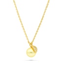 Sterling Silver 925 Necklace Gold Plated Embedded With White Shell Pearl And White Zircon