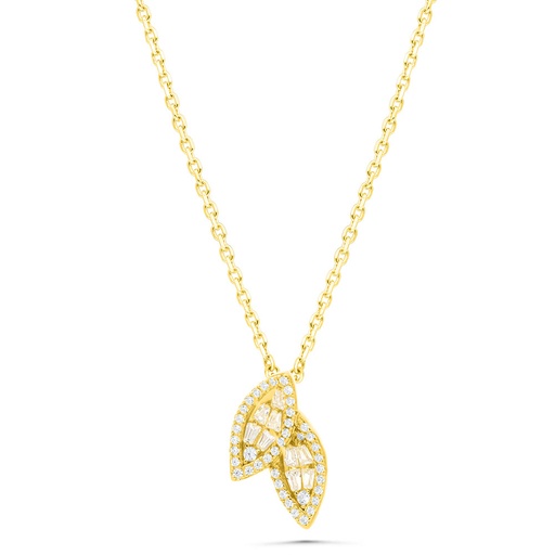 [NCL02WCZ00000B420] Sterling Silver 925 Necklace Gold Plated Embedded With White Zircon