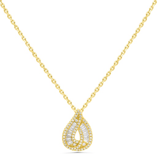 [NCL02WCZ00000B422] Sterling Silver 925 Necklace Gold Plated Embedded With White Zircon