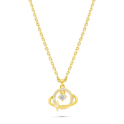 [NCL02WCZ00000B423] Sterling Silver 925 Necklace Gold Plated Embedded With White Zircon