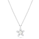 Sterling Silver 925 Necklace Rhodium Plated Embedded With White Shell Pearl And White Zircon