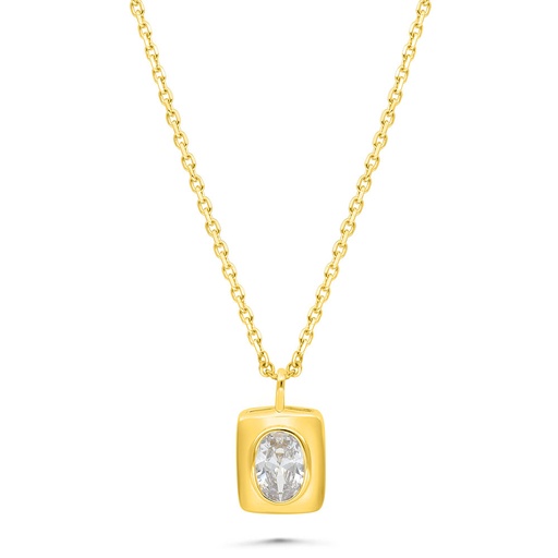 [NCL02WCZ00000B426] Sterling Silver 925 Necklace Gold Plated Embedded With White Zircon