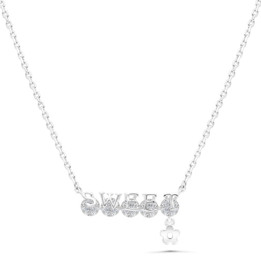 [NCL01WCZ00000B427] Sterling Silver 925 Necklace Rhodium Plated Embedded With White Zircon
