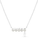 Sterling Silver 925 Necklace Rhodium Plated Embedded With Yellow Zircon And White Zircon