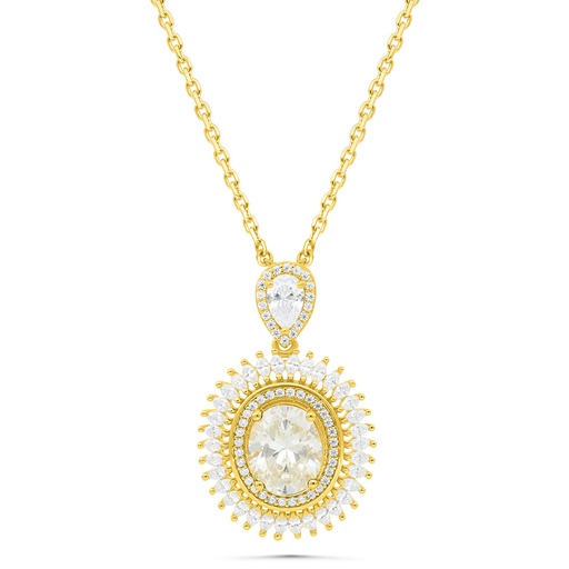[NCL02CIT00WCZB432] Sterling Silver 925 Necklace Gold Plated Embedded With Yellow Zircon And White Zircon