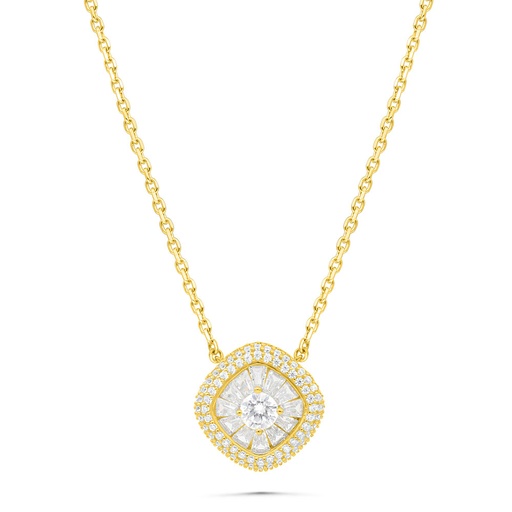 [NCL02WCZ00000B433] Sterling Silver 925 Necklace Gold Plated Embedded With White Zircon