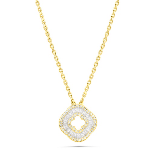 [NCL02WCZ00000B434] Sterling Silver 925 Necklace Gold Plated Embedded With White Zircon