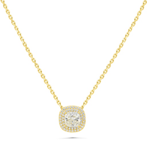 [NCL02WCZ00000B435] Sterling Silver 925 Necklace Gold Plated Embedded With White Zircon