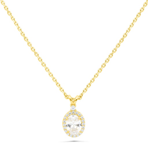 [NCL02WCZ00000B439] Sterling Silver 925 Necklace Gold Plated Embedded With White Zircon