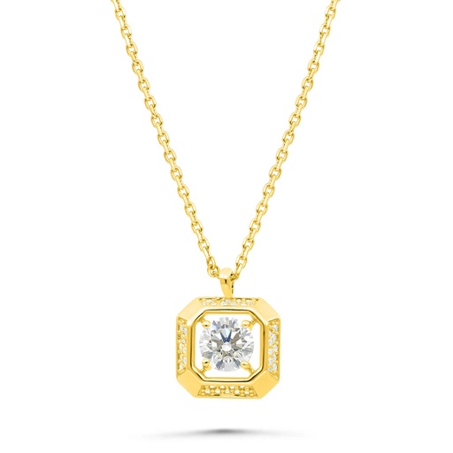 [NCL02WCZ00000B441] Sterling Silver 925 Necklace Gold Plated Embedded With White Zircon