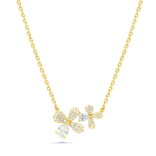 [NCL02WCZ00000B442] Sterling Silver 925 Necklace Gold Plated Embedded With White Zircon