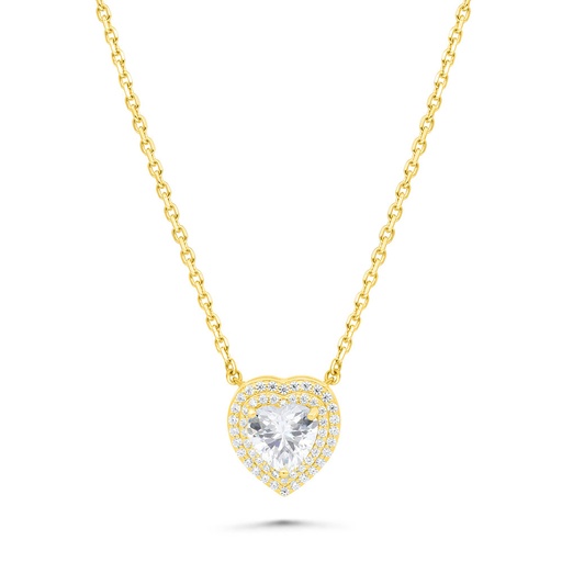 [NCL02WCZ00000B445] Sterling Silver 925 Necklace Gold Plated Embedded With White Zircon