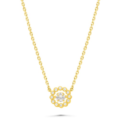 [NCL02WCZ00000B450] Sterling Silver 925 Necklace Gold Plated Embedded With White Zircon