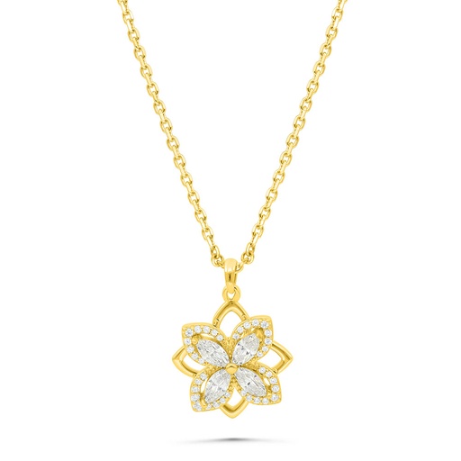 [NCL02WCZ00000B452] Sterling Silver 925 Necklace Gold Plated Embedded With White Zircon