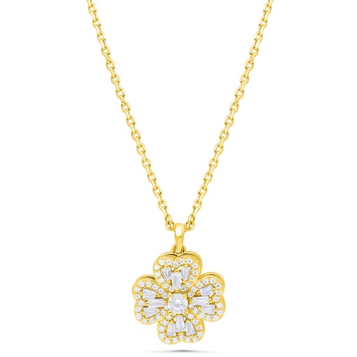 [NCL02WCZ00000B453] Sterling Silver 925 Necklace Gold Plated Embedded With White Zircon